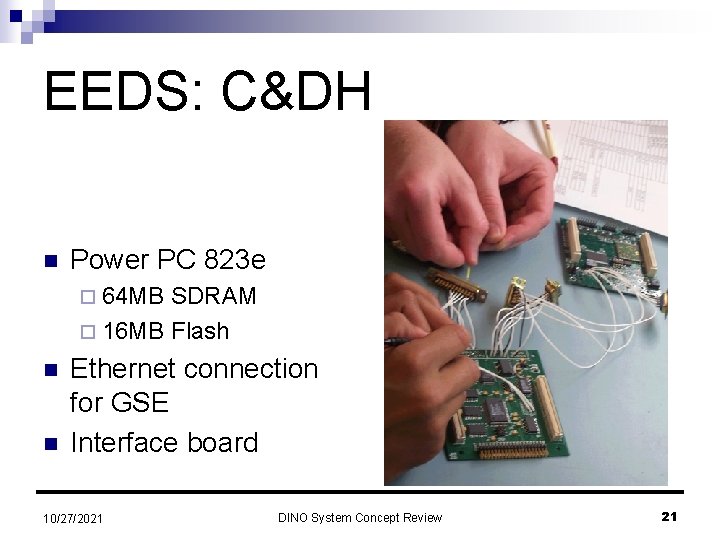 EEDS: C&DH n Power PC 823 e ¨ 64 MB SDRAM ¨ 16 MB