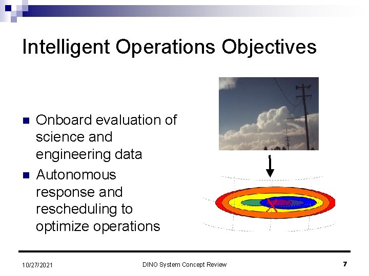 Intelligent Operations Objectives n n Onboard evaluation of science and engineering data Autonomous response