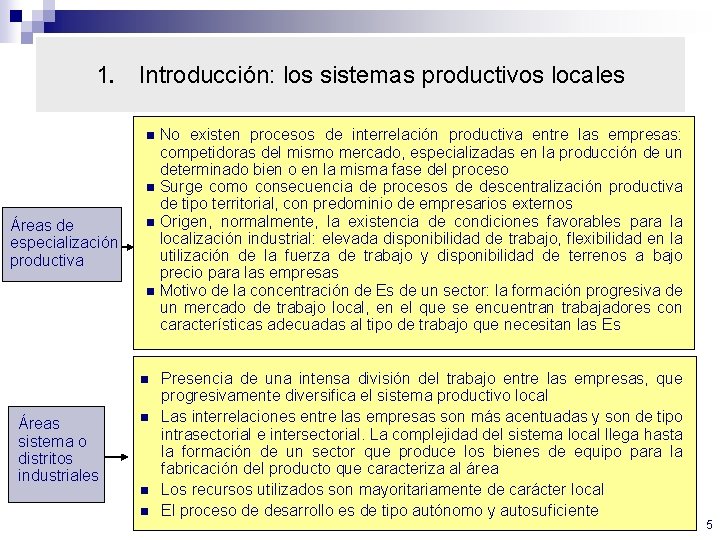 1. Introducción: los sistemas productivos locales No existen procesos de interrelación productiva entre las