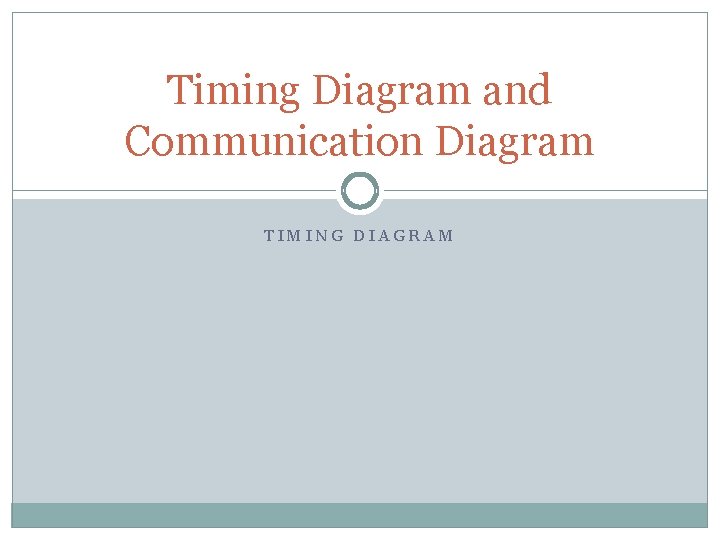 Timing Diagram and Communication Diagram TIMING DIAGRAM 