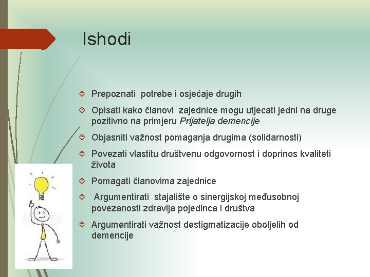 Ishodi Prepoznati potrebe i osjećaje drugih Opisati kako članovi zajednice mogu utjecati jedni na