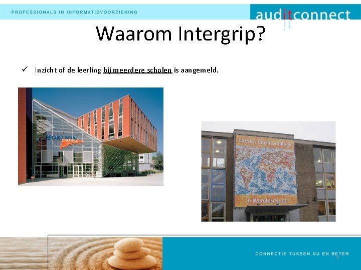 Waarom Intergrip? ü Inzicht of de leerling bij meerdere scholen is aangemeld. 9 
