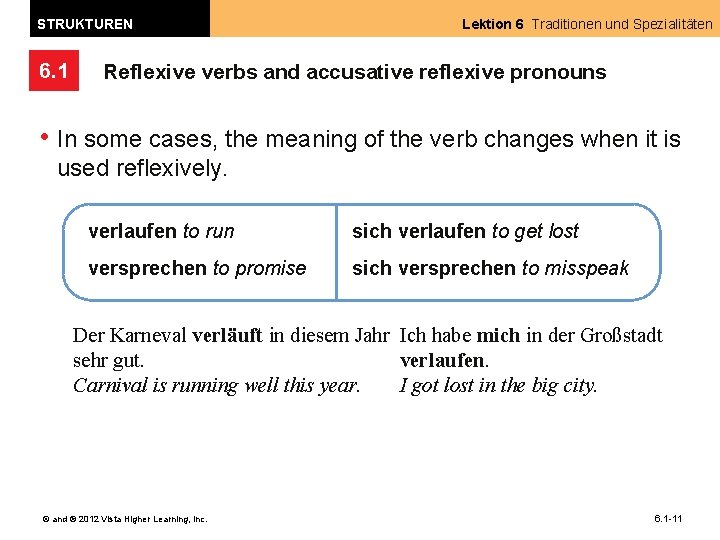 STRUKTUREN 6. 1 Lektion 6 Traditionen und Spezialitäten Reflexive verbs and accusative reflexive pronouns