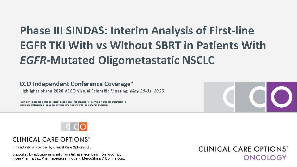 Phase III SINDAS: Interim Analysis of First-line EGFR TKI With vs Without SBRT in