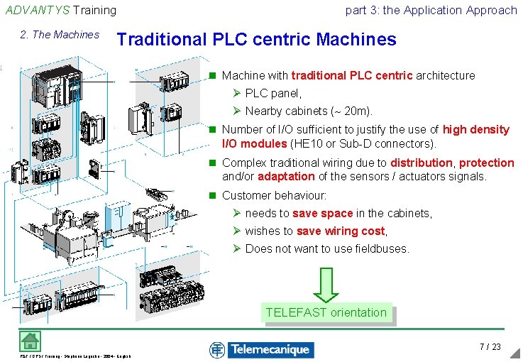 ADVANTYS Training 2. The Machines part 3: the Application Approach Traditional PLC centric Machines ADVANTYS Training 2. The Machines part 3: the Application Approach Traditional PLC centric Machines