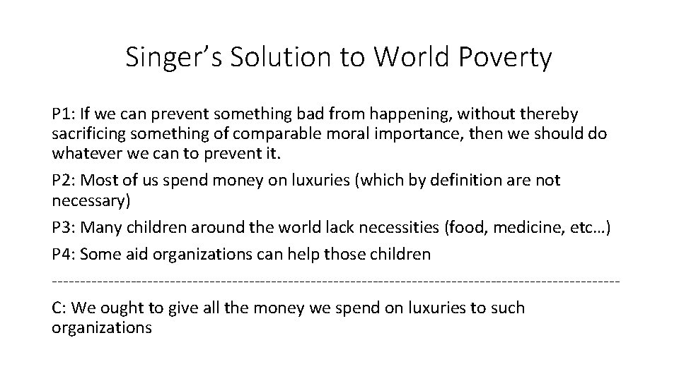 Singers Solution to World Poverty P 1 If