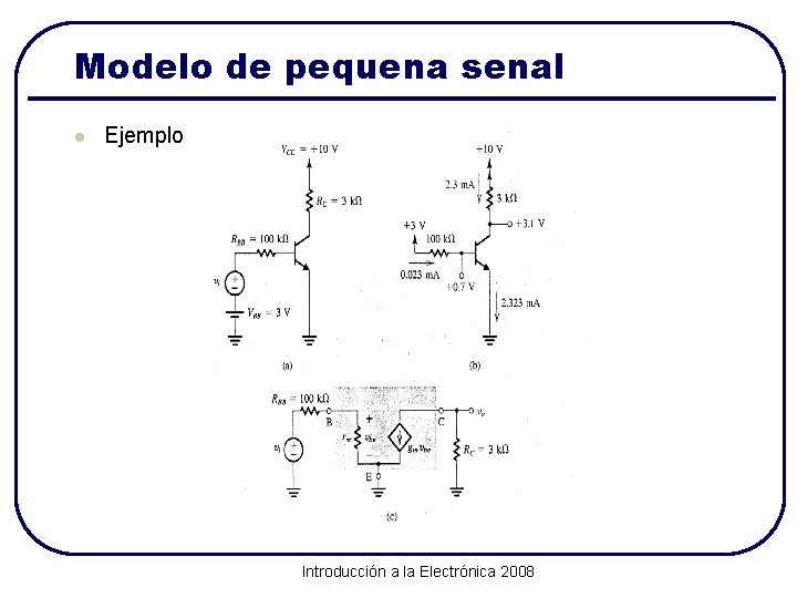 Modelo de pequena senal l Ejemplo Introducción a la Electrónica 2008 