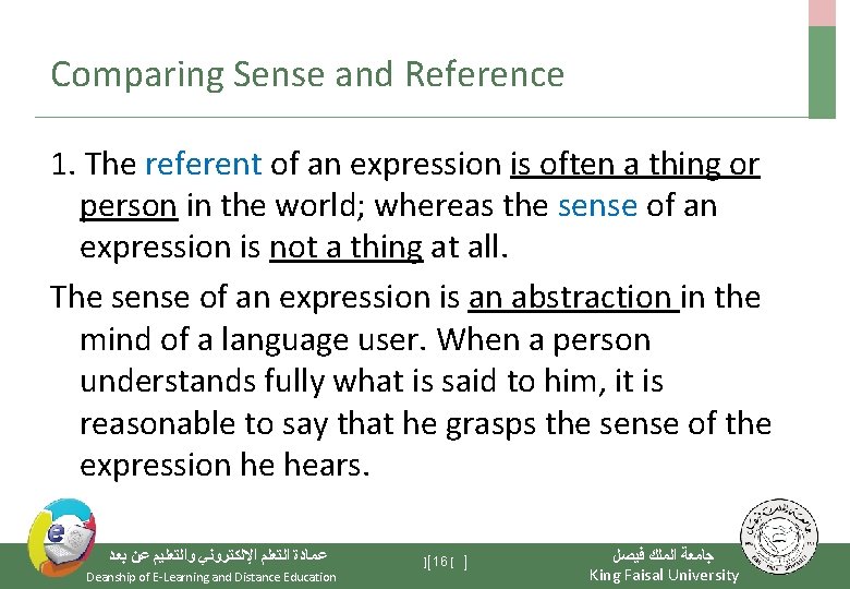Comparing Sense and Reference 1. The referent of an expression is often a thing