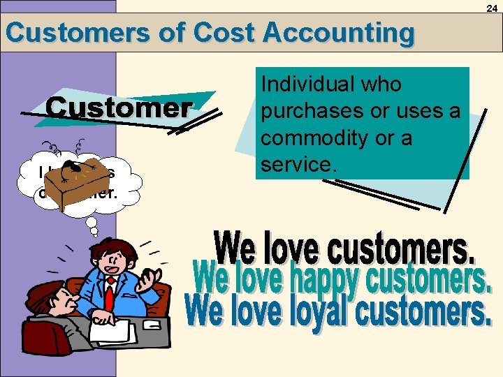 24 Customers of Cost Accounting I love this I Ilove this customer! customer. Individual 24 Customers of Cost Accounting I love this I Ilove this customer! customer. Individual