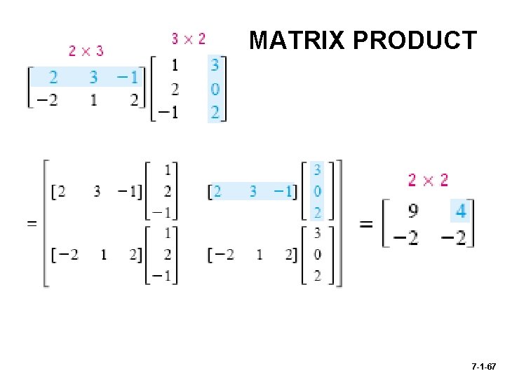 MATRIX PRODUCT 7 -1 -67 