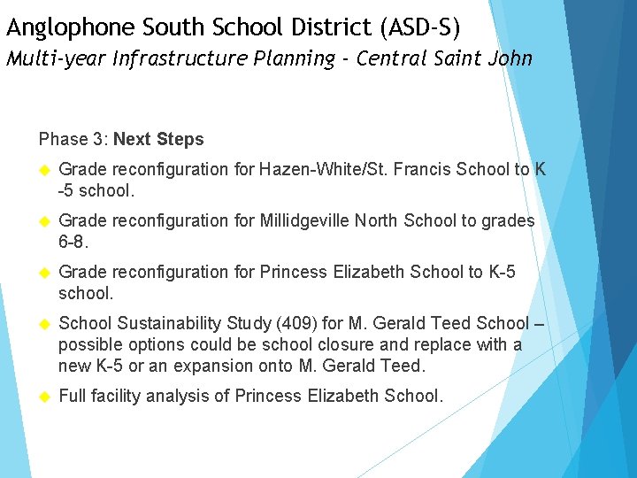 Anglophone South School District (ASD-S) Multi-year Infrastructure Planning - Central Saint John Phase 3: