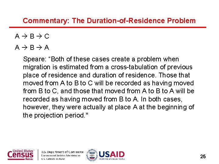 Commentary: The Duration-of-Residence Problem A B C A B A Speare: “Both of these