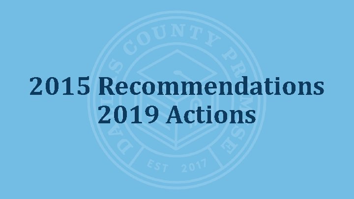 2015 Recommendations 2019 Actions 