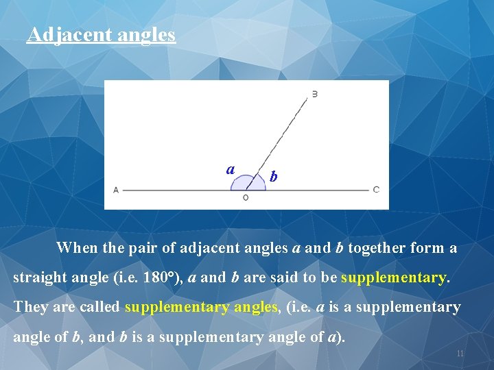 Adjacent angles a b When the pair of adjacent angles a and b together
