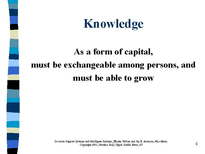 Knowledge As a form of capital, must be exchangeable among persons, and must be