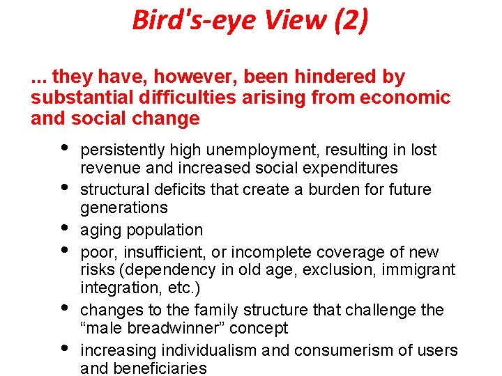 Bird's-eye View (2). . . they have, however, been hindered by substantial difficulties arising