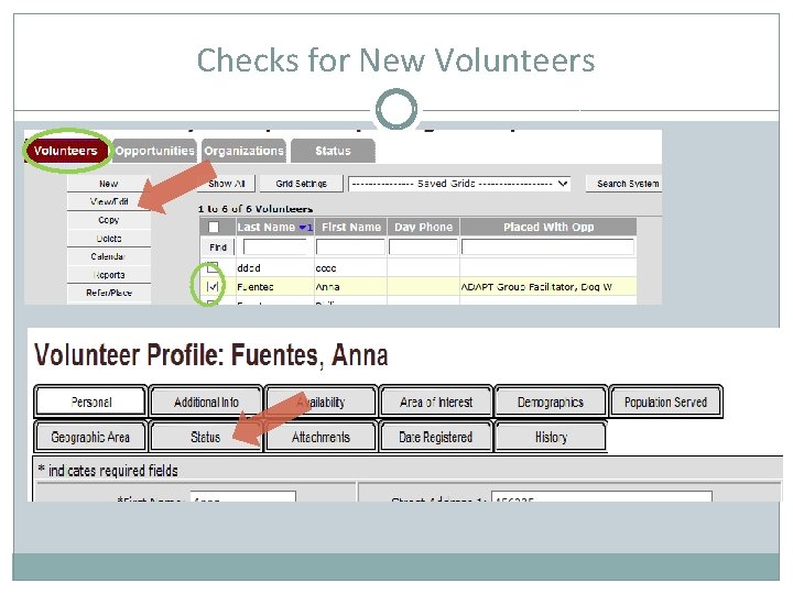 Checks for New Volunteers 