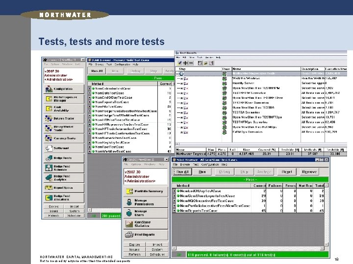 Tests, tests and more tests NORTHWATER CAPITAL MANAGEMENT INC. Not to be used by