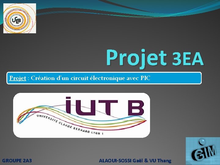 Projet 3 EA Projet : Création d’un circuit électronique avec PIC GROUPE 2 A