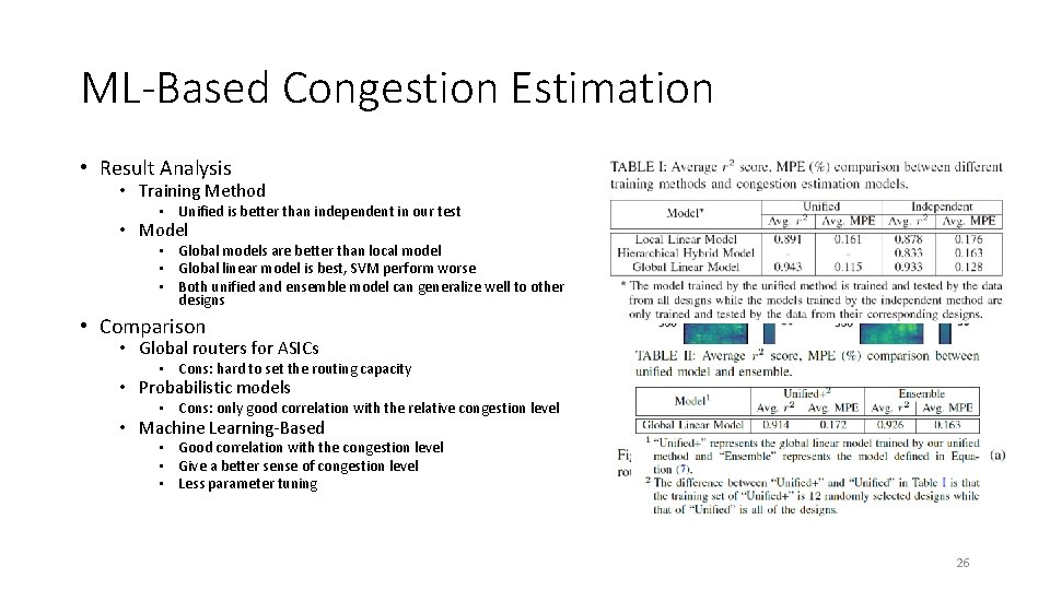 ML-Based Congestion Estimation • Result Analysis • Training Method • Unified is better than
