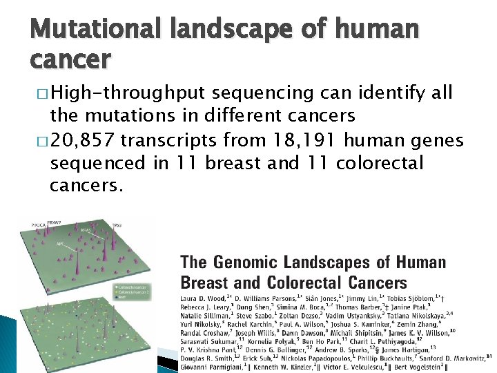 Mutational landscape of human cancer � High-throughput sequencing can identify all the mutations in