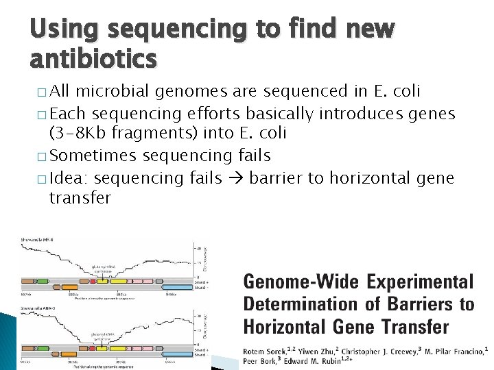 Using sequencing to find new antibiotics � All microbial genomes are sequenced in E.