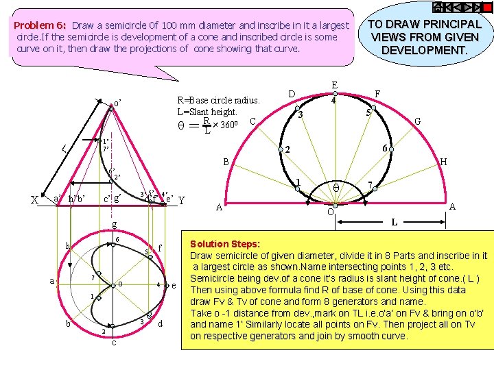 Problem 6: Draw a semicircle 0 f 100 mm diameter and inscribe in it