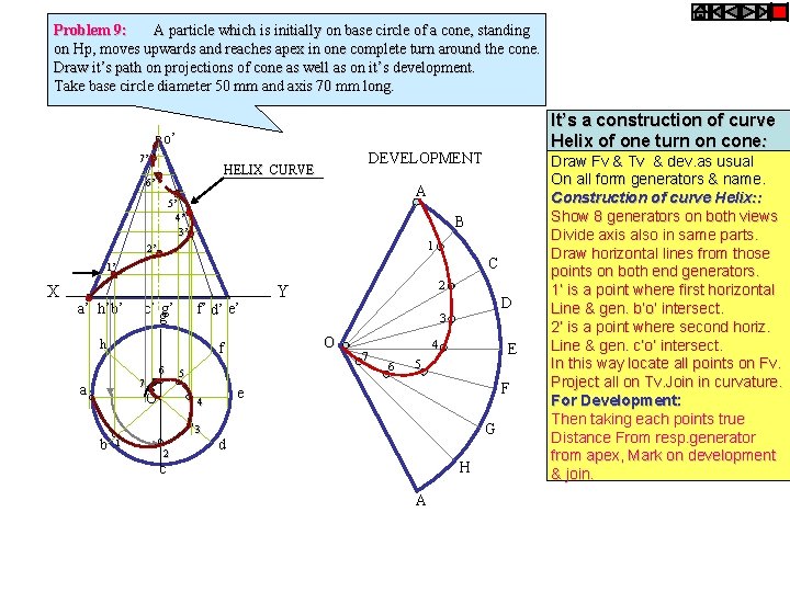 Problem 9: A particle which is initially on base circle of a cone, standing