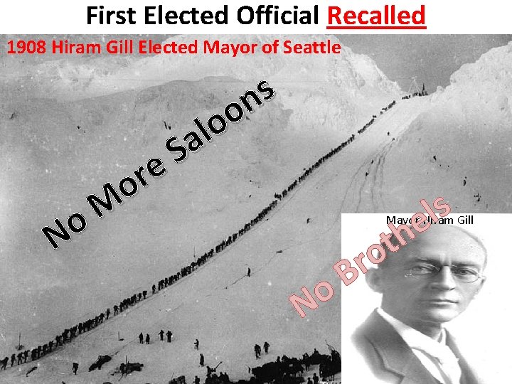 First Elected Official Recalled 1908 Hiram Gill Elected Mayor of Seattle s n o