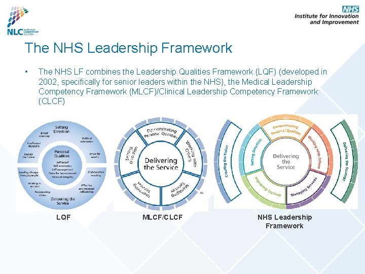 The NHS Leadership Framework • The NHS LF combines the Leadership Qualities Framework (LQF)