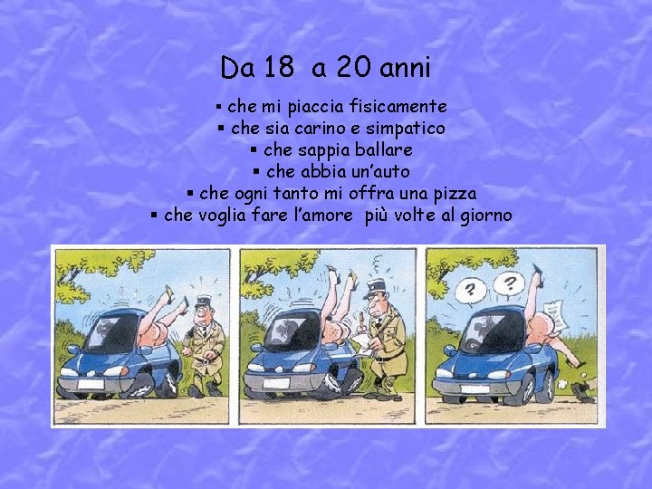 Da 18 a 20 anni che mi piaccia fisicamente che sia carino e simpatico