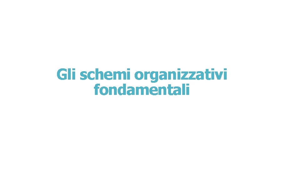 Gli schemi organizzativi fondamentali 