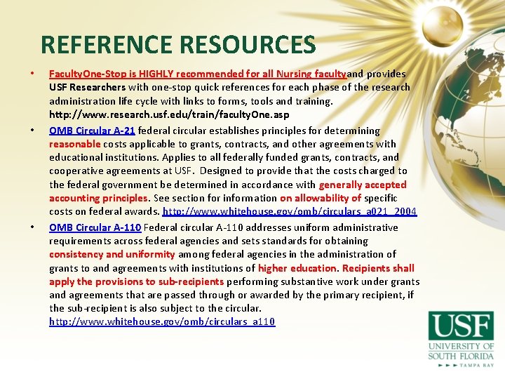 REFERENCE RESOURCES • • • Faculty. One-Stop is HIGHLY recommended for all Nursing facultyand