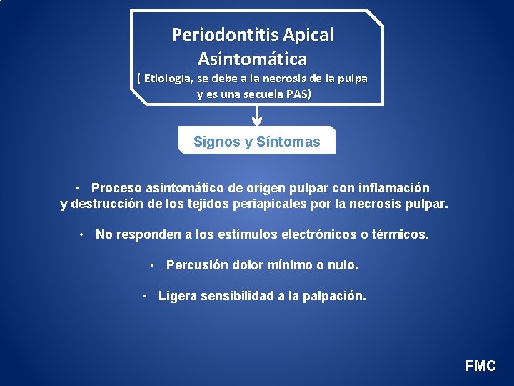 Periodontitis Apical Asintomática ( Etiología, se debe a la necrosis de la pulpa y