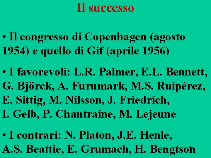 Il successo • Il congresso di Copenhagen (agosto 1954) e quello di Gif (aprile