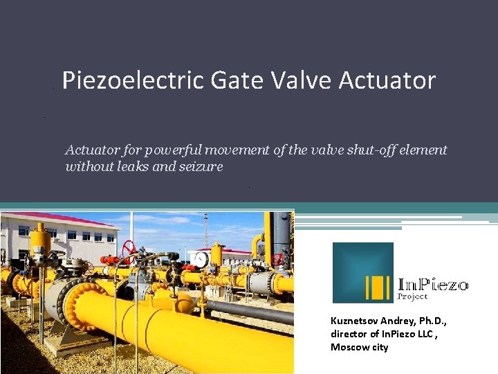 Piezoelectric Gate Valve Actuator for powerful movement of the valve shut-off element without leaks