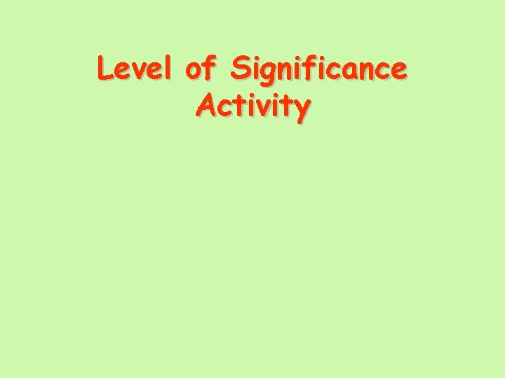 Level of Significance Activity 