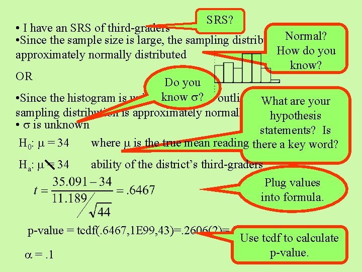 SRS? • I have an SRS of third-graders • Since the sample size is