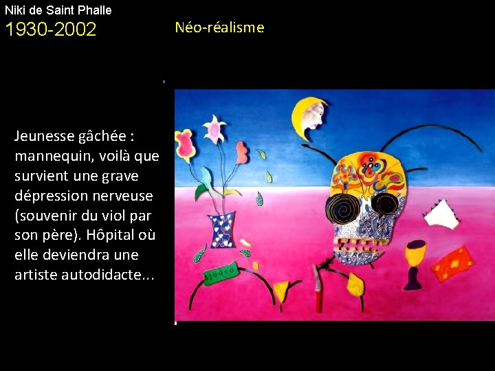Niki de Saint Phalle 1930 -2002 Jeunesse gâchée : mannequin, voilà que survient une