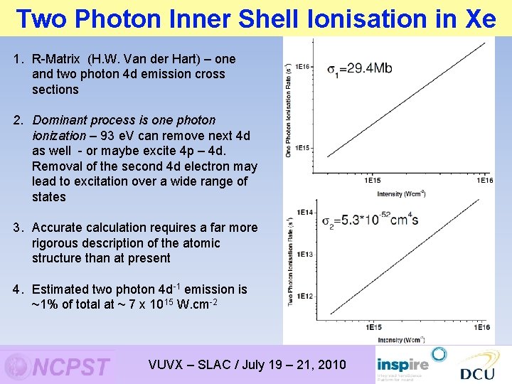 Two Photon Inner Shell Ionisation in Xe 1. R-Matrix (H. W. Van der Hart)