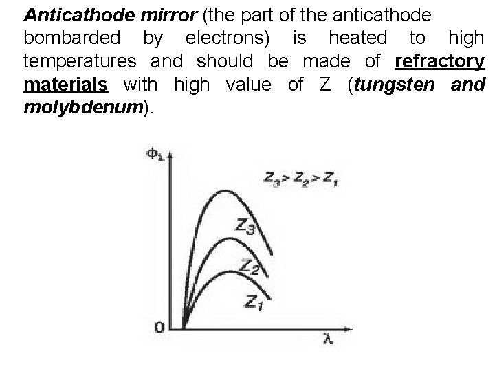 Anticathode mirror (the part of the anticathode bombarded by electrons) is heated to high