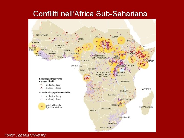Conflitti nell’Africa Sub-Sahariana Fonte: Uppsala University 