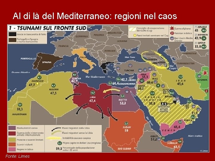 Al di là del Mediterraneo: regioni nel caos Fonte: Limes 