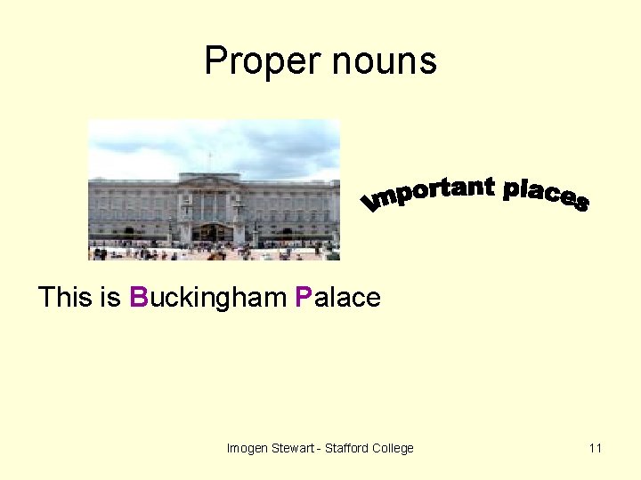 Proper nouns This is Buckingham Palace Imogen Stewart - Stafford College 11 