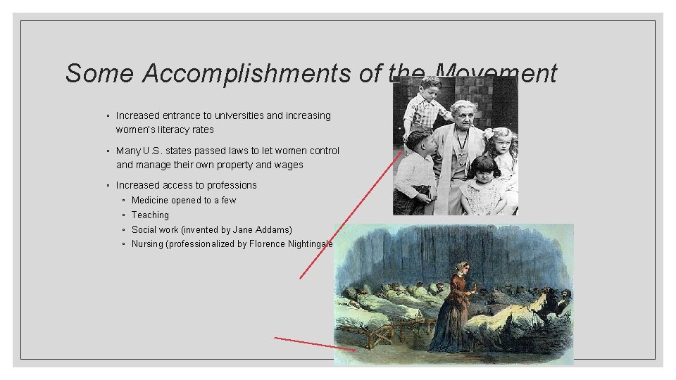 Some Accomplishments of the Movement ◦ Increased entrance to universities and increasing women’s literacy