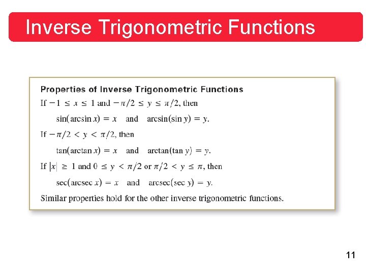 Inverse Trigonometric Functions 11 