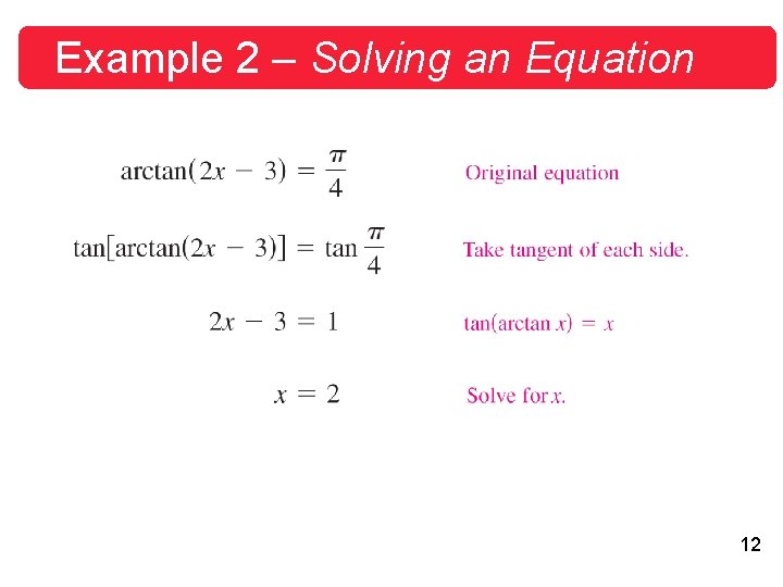 Example 2 – Solving an Equation 12 