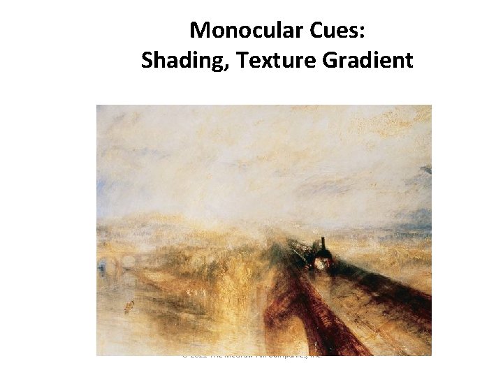 Monocular Cues: Shading, Texture Gradient © 2011 The Mc. Graw-Hill Companies, Inc. 