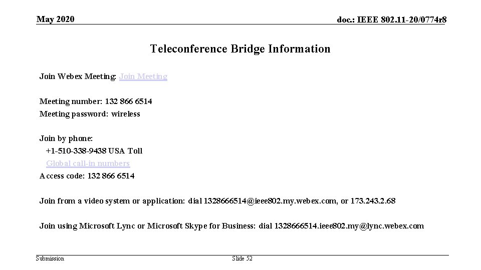 o S u n May 2020 doc. : IEEE 802. 11 -20/0774 r 8