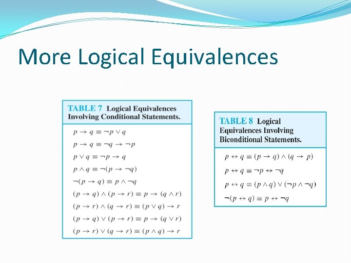 More Logical Equivalences 